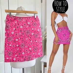 Y2K Bandana Paisley Print Mini Pencil Skirt